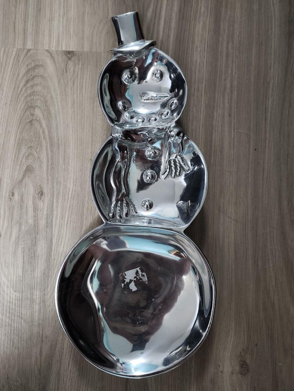 Mariposa Silver Tone Snowman Serving Cast Aluminum Tray
